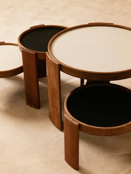 Set of 4 Reversible Nesting Tables by Gianfranco Frattini for Cassina, Italy, Circa 1960 Nesting Tables