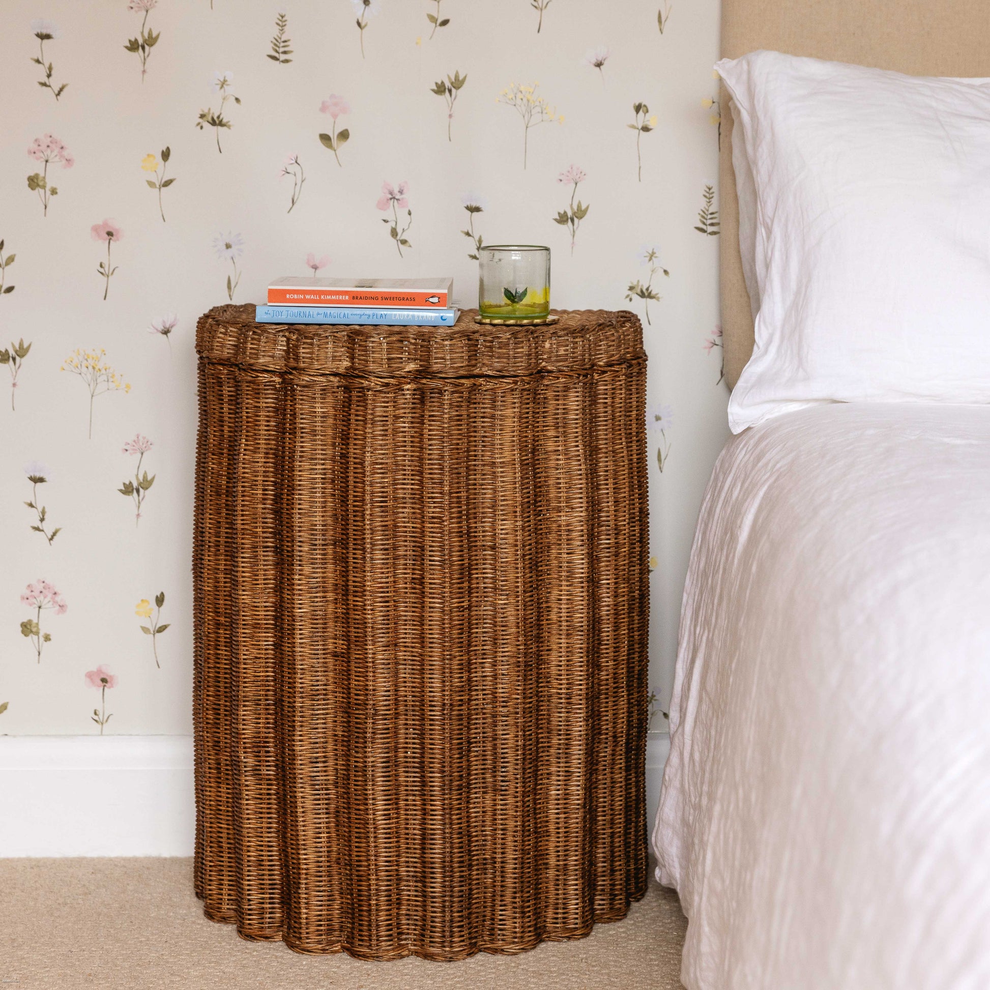 Shell Rattan Side Table & Laundry Basket End Tables