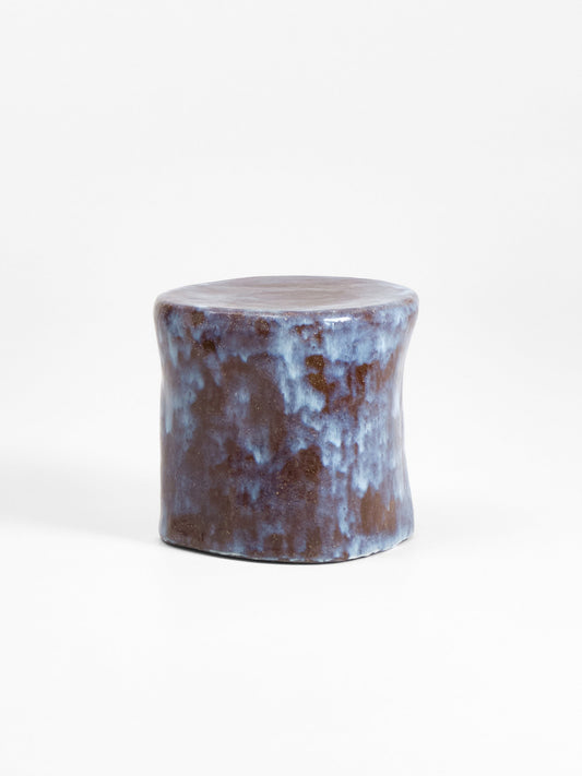 Small Ceramic Side Table in White on Brown End Tables