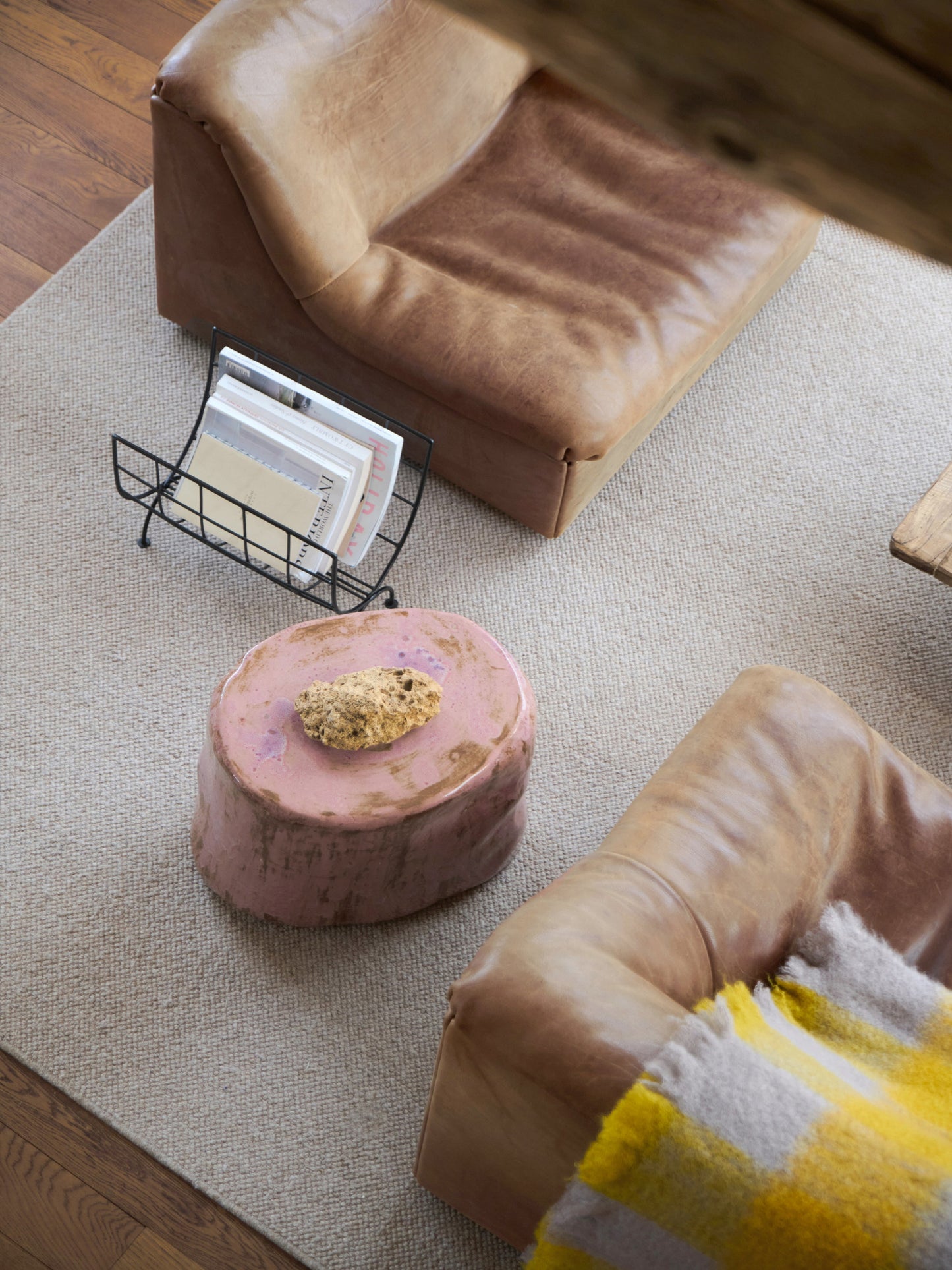 Small Ceramic Side Table in Petri Pink End Tables