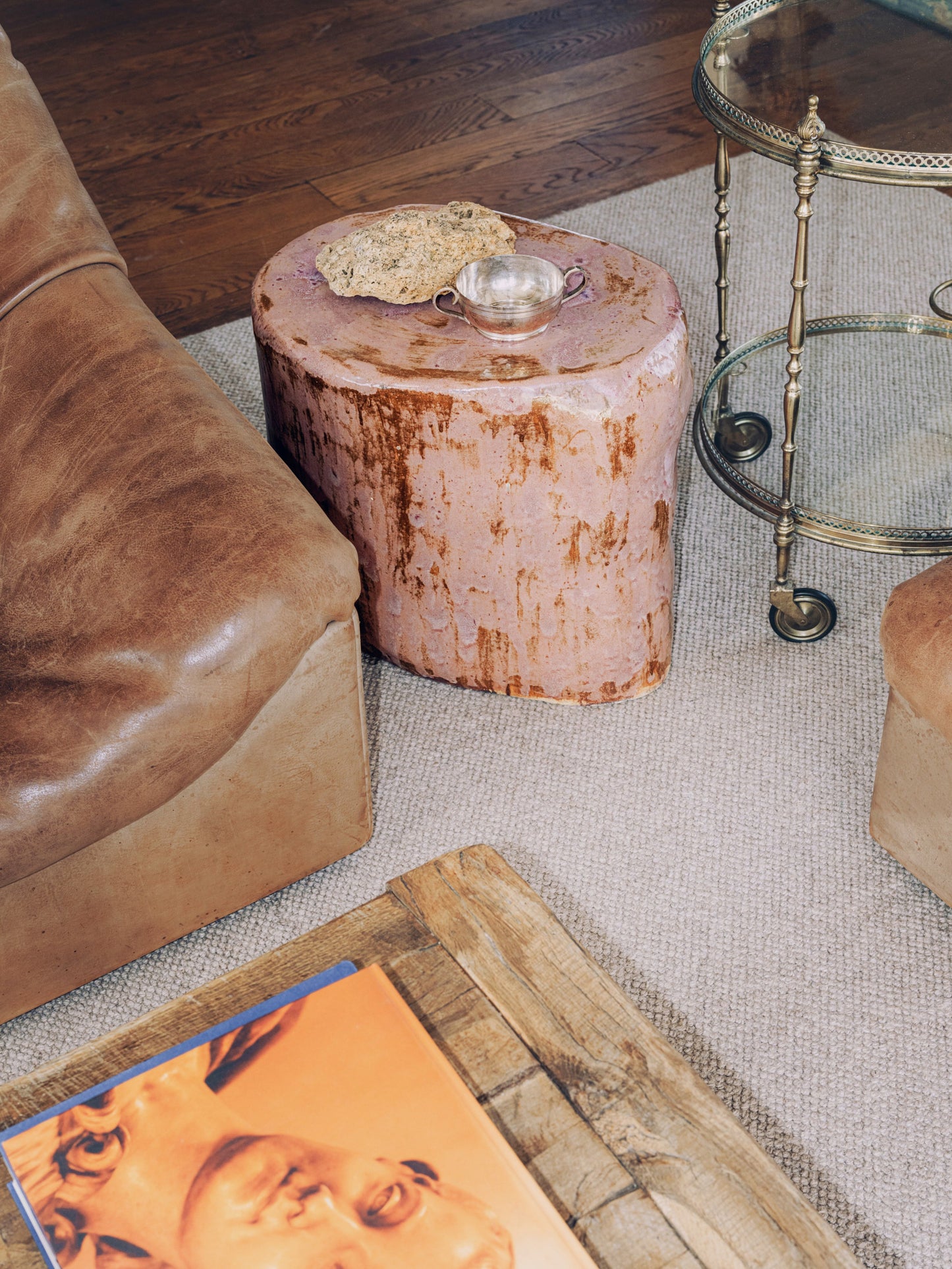 Small Ceramic Side Table in Petri Pink End Tables