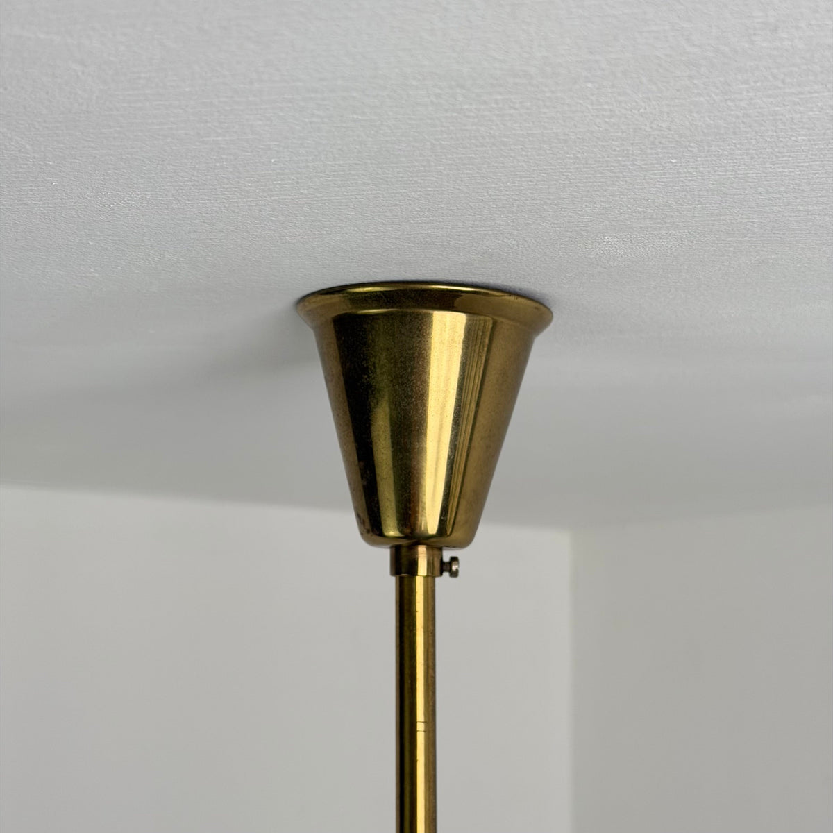Swedish Grace Brass and Opaline Glass Two-Light Chandelier, Scandinavia, 1940s Chandeliers