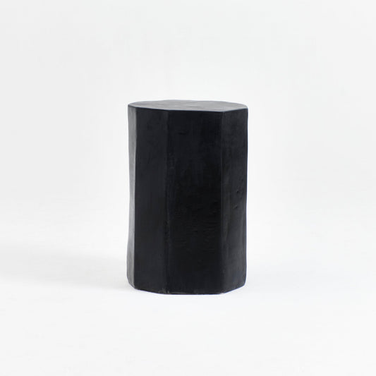 Tall Geometric Ceramic Side Table in Black End Tables