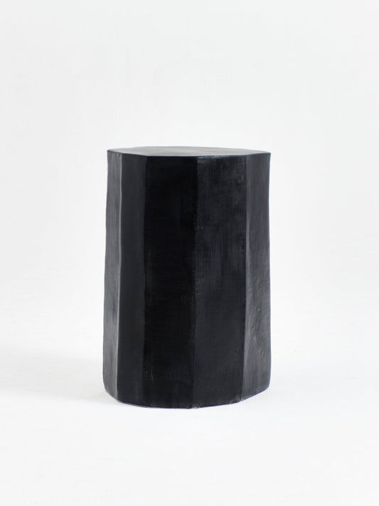 Tall Geometric Ceramic Side Table in Black End Tables