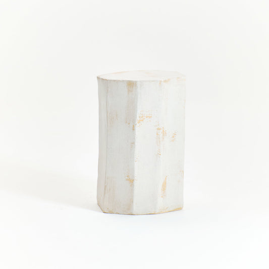 Tall Geometric Ceramic Side Table in White End Tables