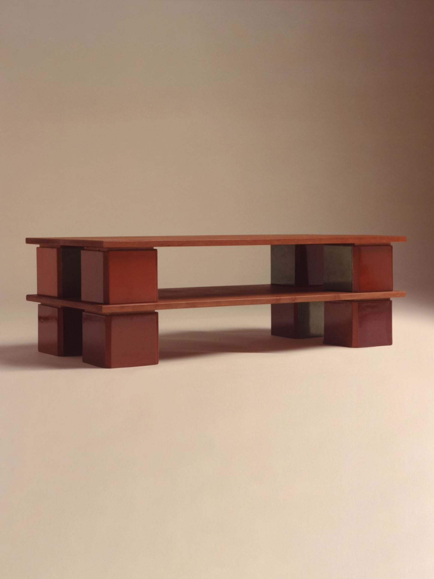 Tiered Coffee Table - Cherry with Ceramic Tile Coffee Tables