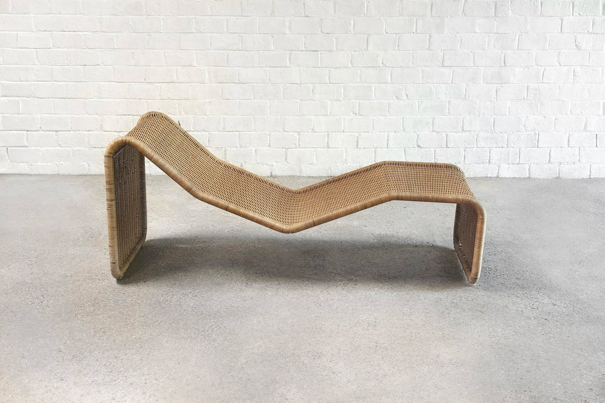 Tito Agnoli for Pierantonio Bonacina, Italian 1960s P3 Chaise Lounge in Metal and Natural Cane Chaise Lounges