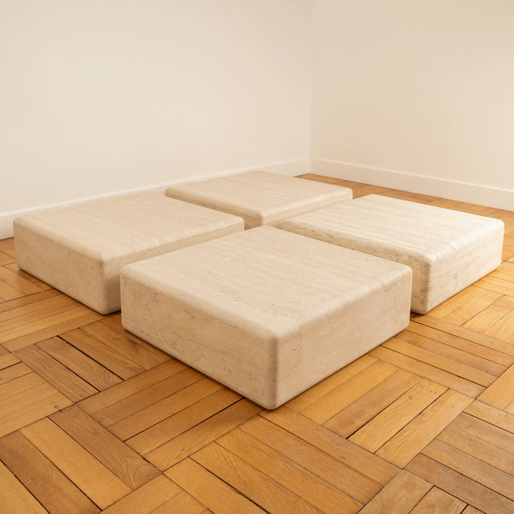 Travertine Tables - Claude Berraldacci, France 1990s Coffee Tables