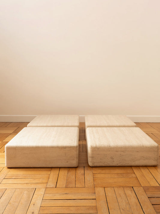 Travertine Tables - Claude Berraldacci, France 1990s Coffee Tables