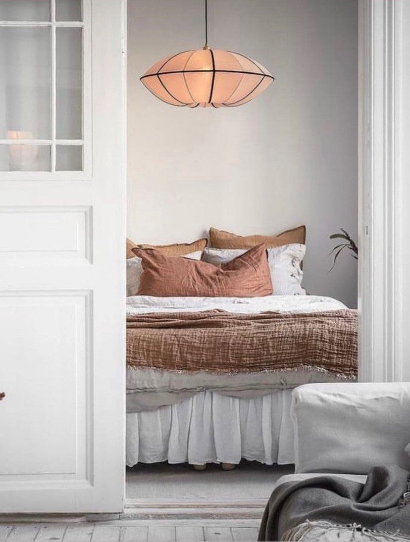 UFO Silk Pendant in Rosebrown with Black Ribbon by Oi Soi Oi Pendant Lights