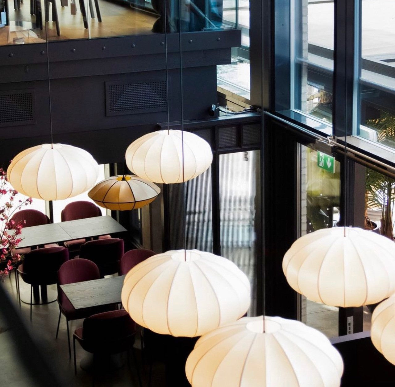 UFO Silk Pendant in Rosebrown with Black Ribbon by Oi Soi Oi Pendant Lights