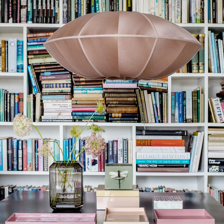 UFO Silk Pendant in Rosebrown with Neutral Ribbon by Oi Soi Oi Pendant Lights