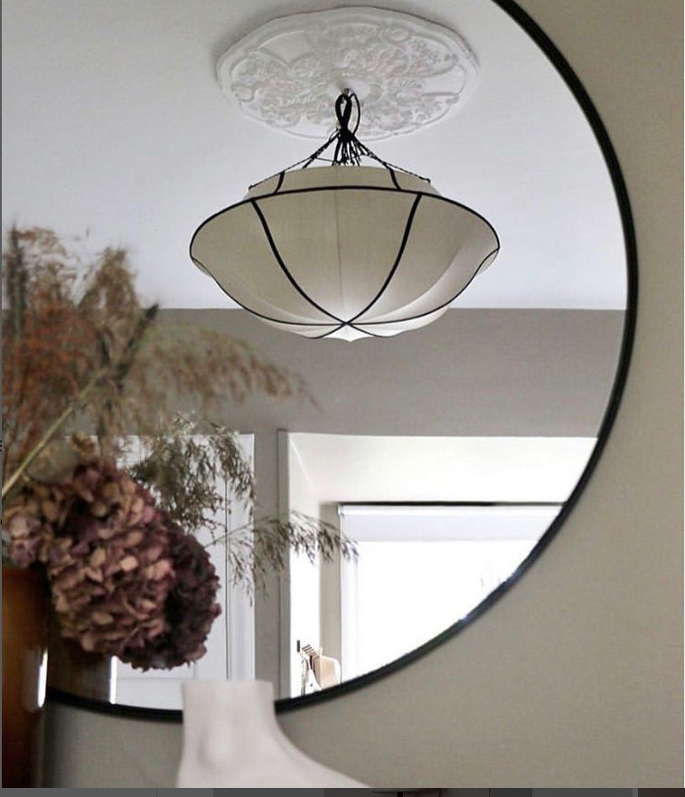 Umbrella Silk Pendant in Classic Silk with Black Ribbon by Oi Soi Oi Pendant Lights