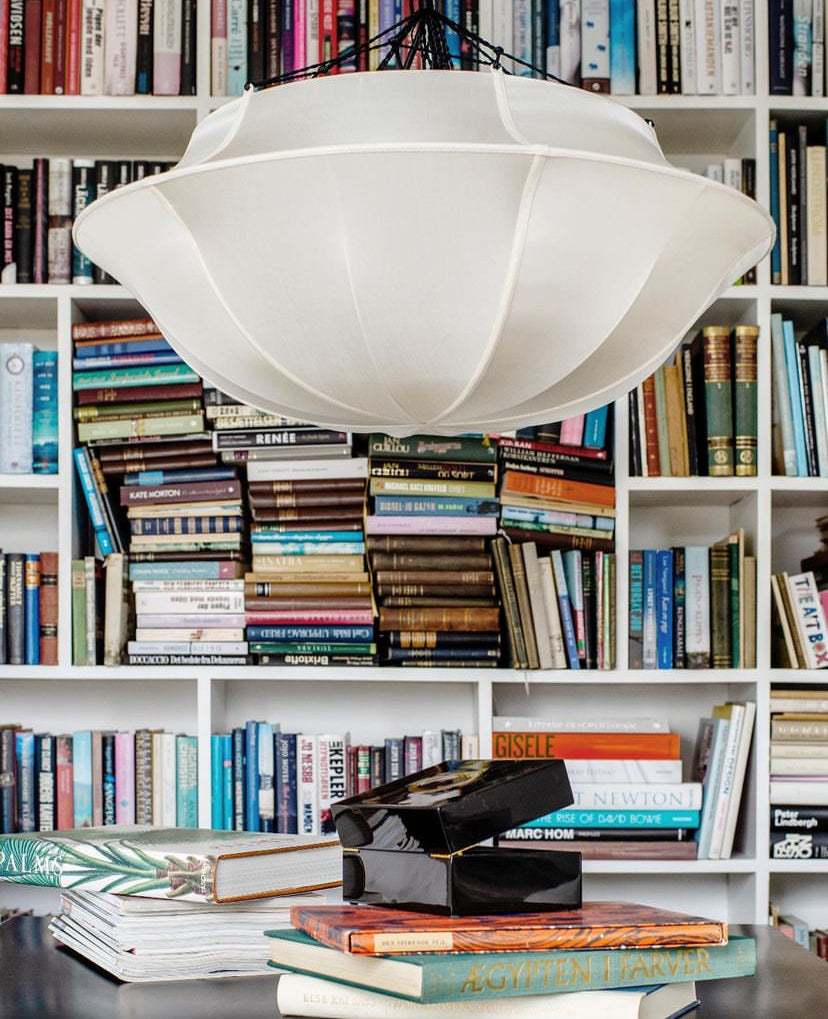 Umbrella Silk Pendant in Off-White Silk with White Ribbon by Oi Soi Oi Pendant Lights