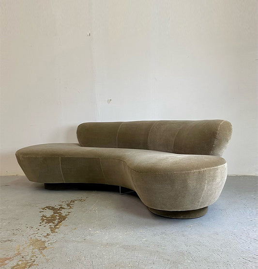 Mossy Velvet Sofa (In the Manner of Vladimir Kagan)