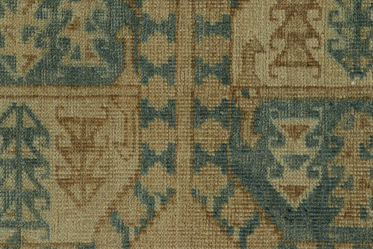 Vintage Ersari 8x13 Rug in Beige-Brown and Teal Geometric Patterns from Rug & Kilim Rugs
