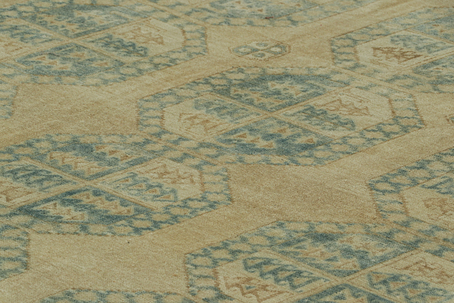 Vintage Ersari 8x13 Rug in Beige-Brown and Teal Geometric Patterns from Rug & Kilim Rugs