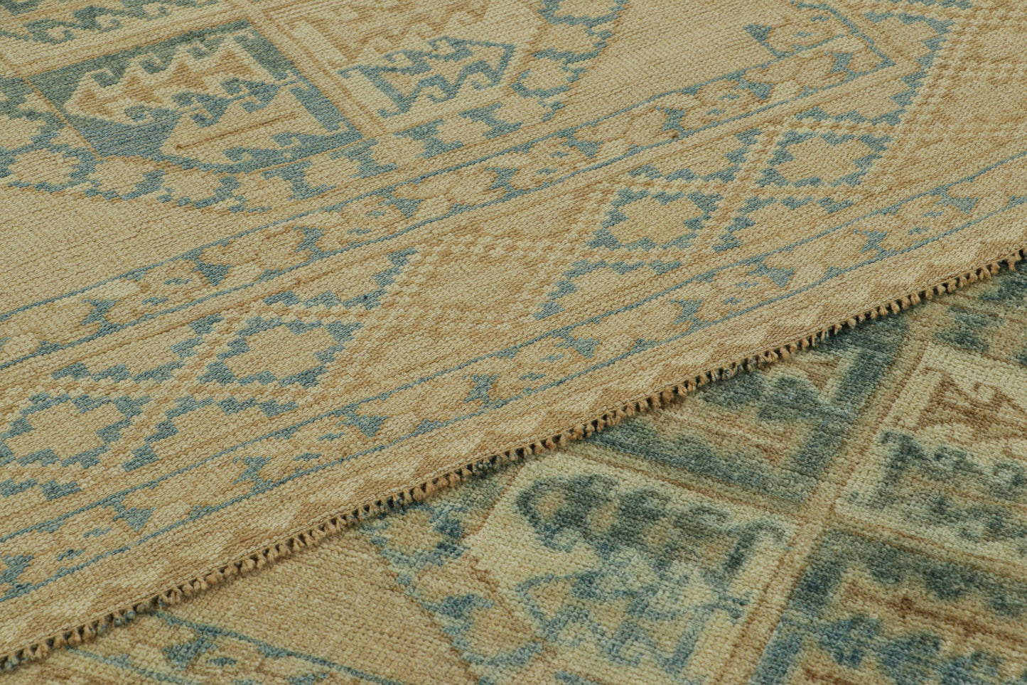 Vintage Ersari 8x13 Rug in Beige-Brown and Teal Geometric Patterns from Rug & Kilim Rugs