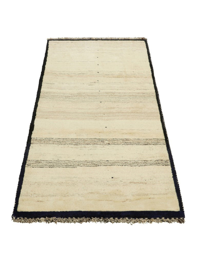 Vintage Gabbeh Persian Runner Rug in Black and Cream Tones from Rug & Kilim Rugs