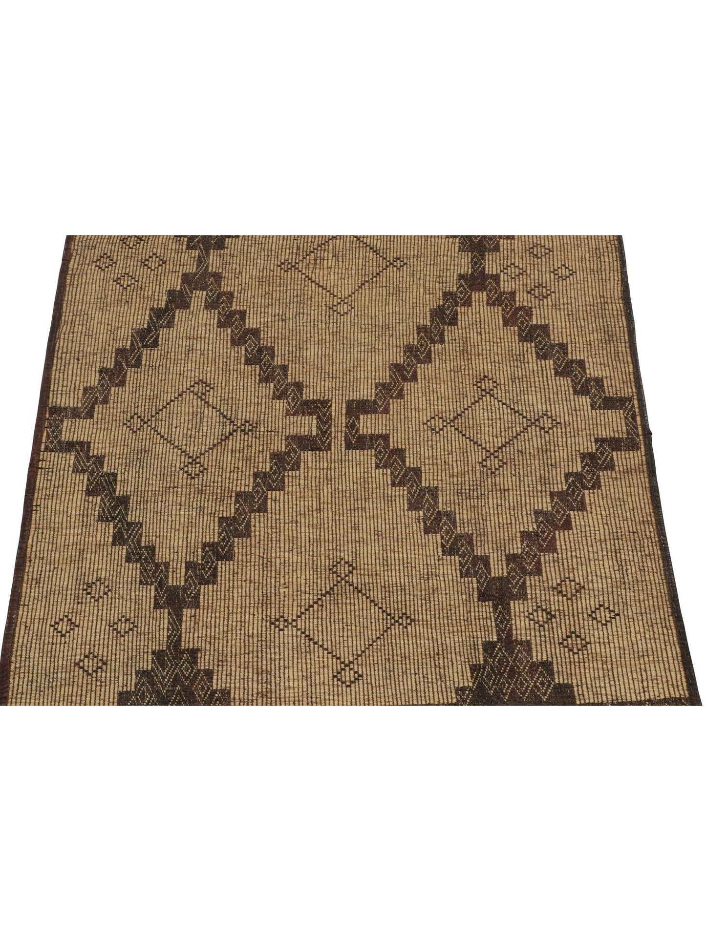 Vintage Moroccan Tuareg Mat in Beige & Brown Geometric Pattern from Rug & Kilim Rugs