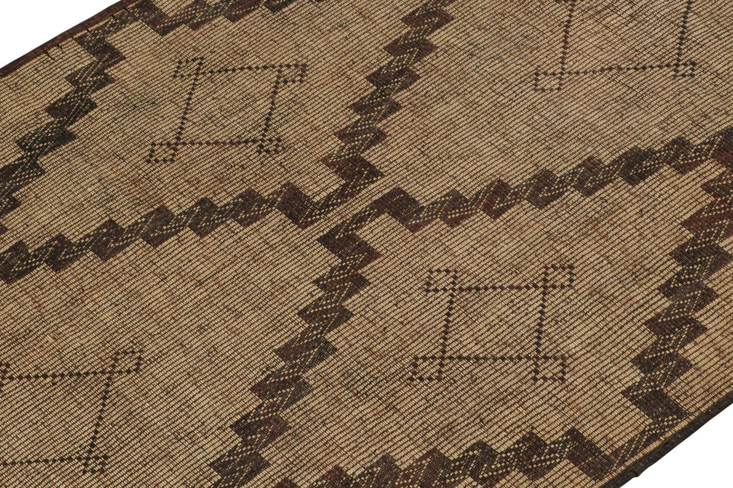 Vintage Moroccan Tuareg Mat in Beige & Brown Geometric Pattern from Rug & Kilim Rugs