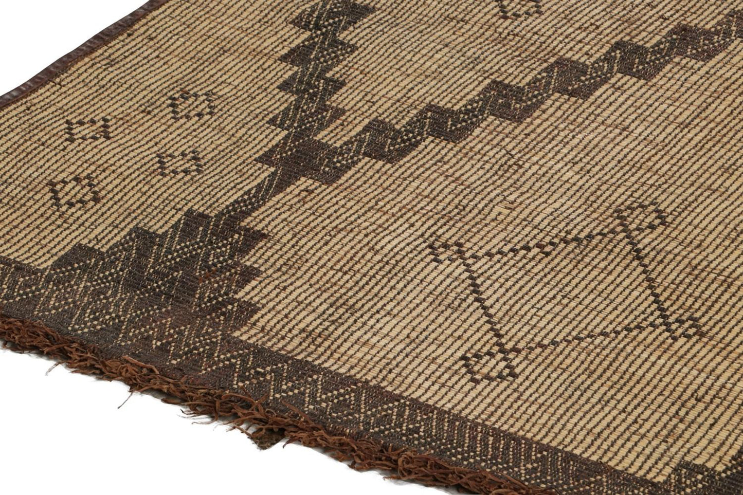 Vintage Moroccan Tuareg Mat in Beige & Brown Geometric Pattern from Rug & Kilim Rugs