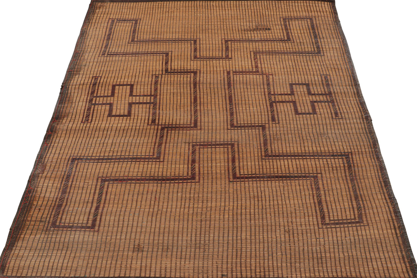 Vintage Moroccan Tuareg Mat in Brown with Geometric Patterns from Rug & Kilim Rugs