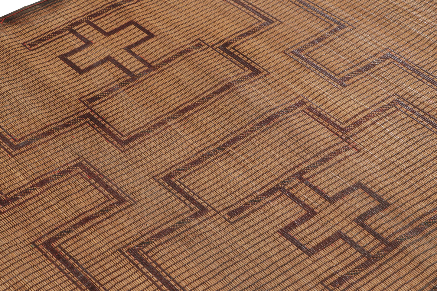 Vintage Moroccan Tuareg Mat in Brown with Geometric Patterns from Rug & Kilim Rugs