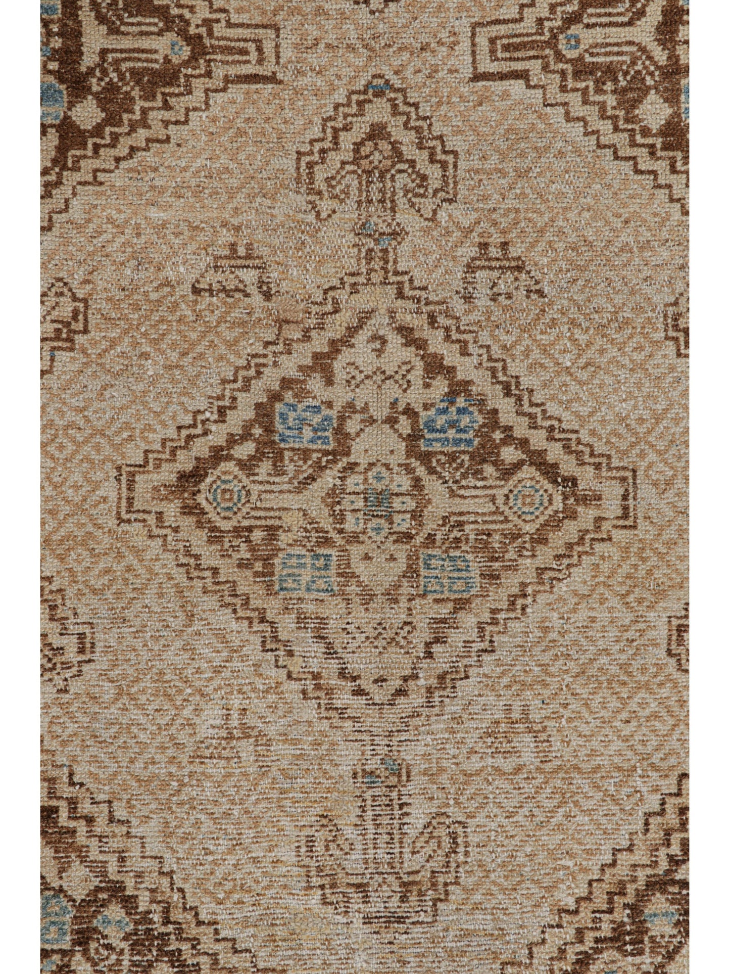 Vintage Turkish Bakhtiari Geometric Runner in Beige-Brown from Rug & Kilim Rugs
