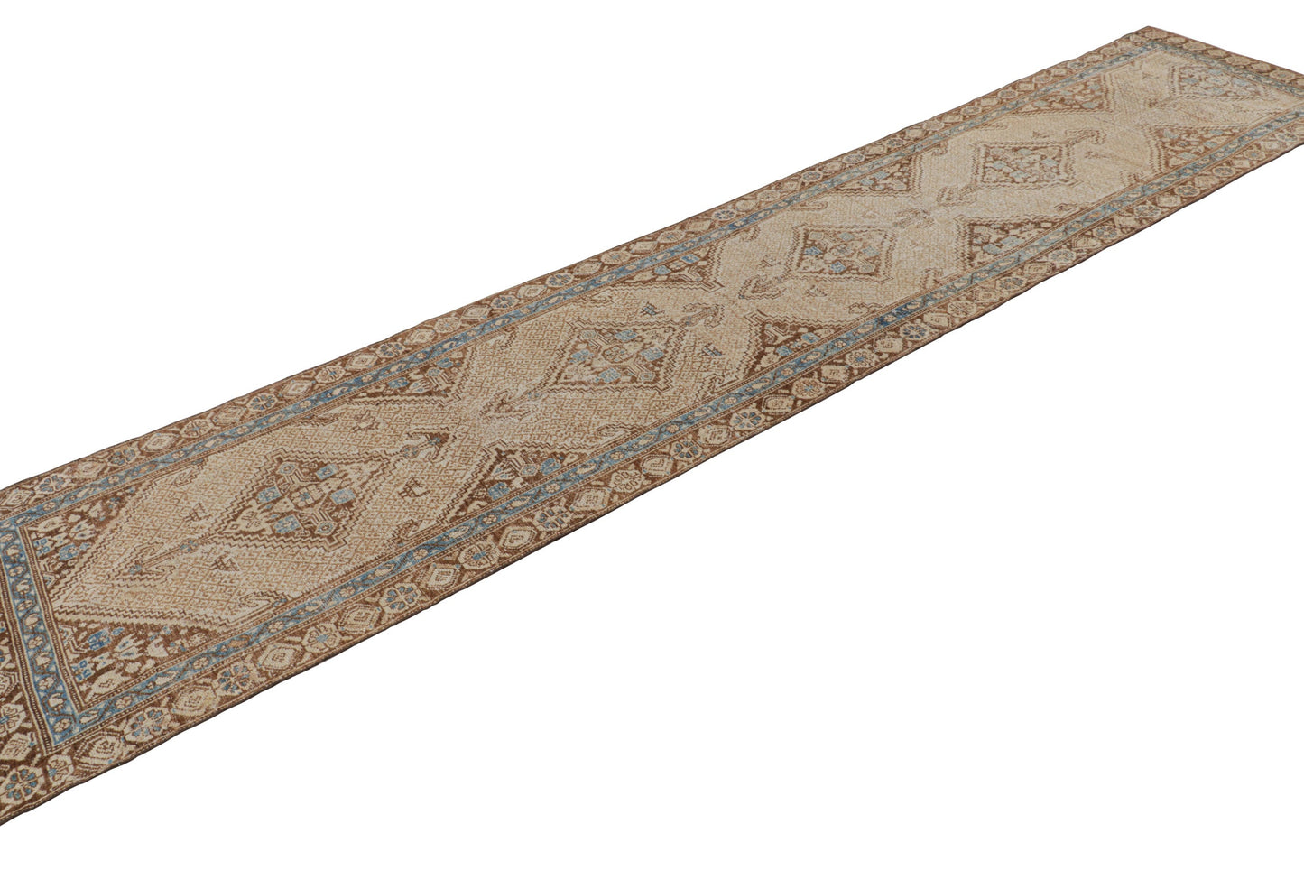 Vintage Turkish Bakhtiari Geometric Runner in Beige-Brown from Rug & Kilim Rugs