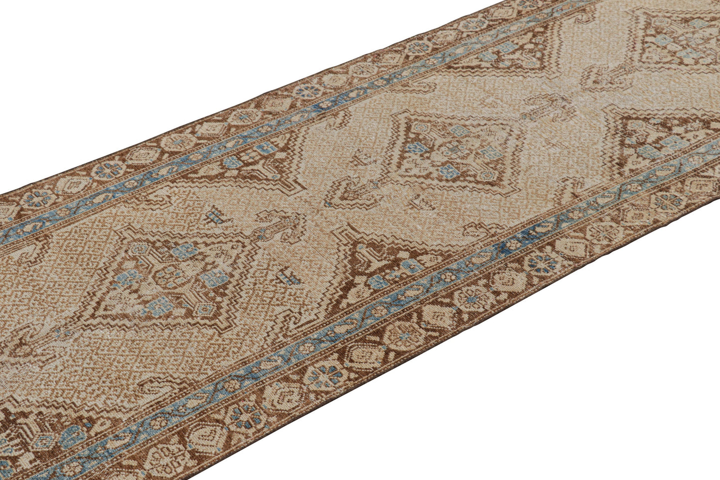 Vintage Turkish Bakhtiari Geometric Runner in Beige-Brown from Rug & Kilim Rugs