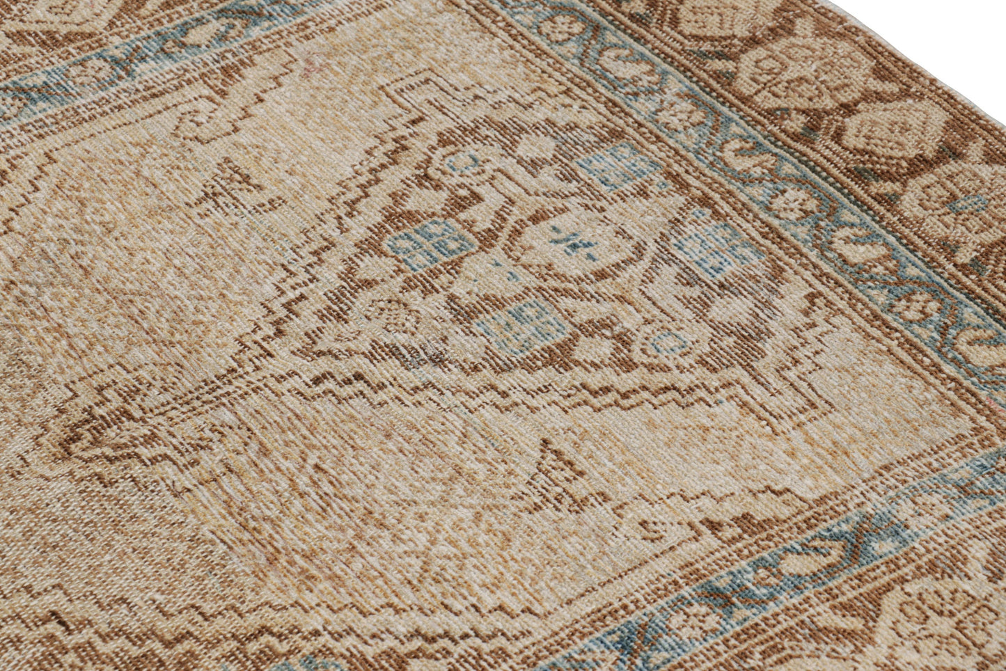 Vintage Turkish Bakhtiari Geometric Runner in Beige-Brown from Rug & Kilim Rugs