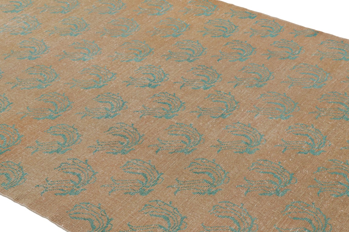 Vintage Turkish Kars Runner Rug in Brown with Sky Blue Patterns from Rug & Kilim Rugs