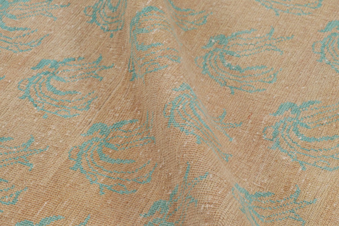 Vintage Turkish Kars Runner Rug in Brown with Sky Blue Patterns from Rug & Kilim Rugs