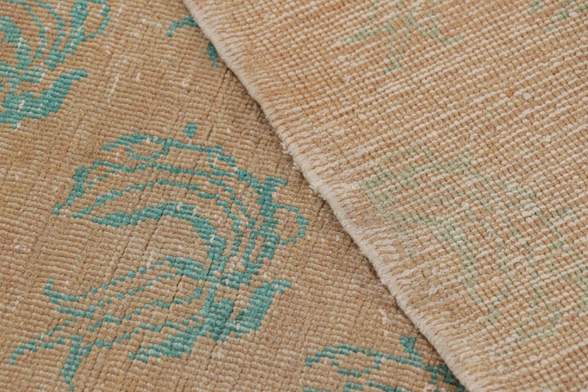 Vintage Turkish Kars Runner Rug in Brown with Sky Blue Patterns from Rug & Kilim Rugs