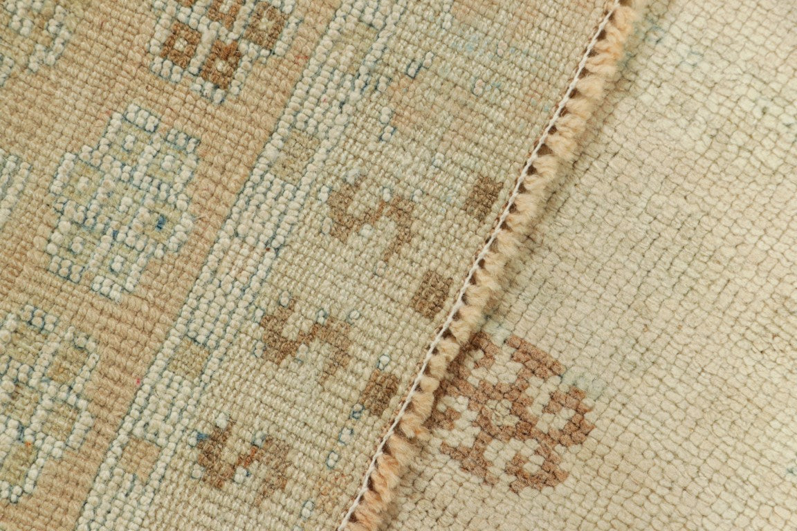 Vintage Turkish Runner Rug with Beige-Brown Geometric Patterns - Rug & Kilim Rugs