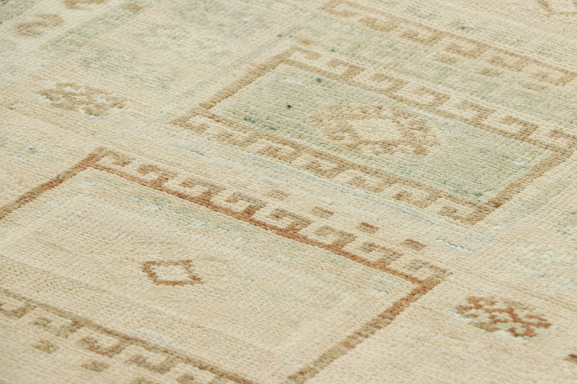 Vintage Turkish Runner Rug with Beige-Brown Geometric Patterns - Rug & Kilim Rugs