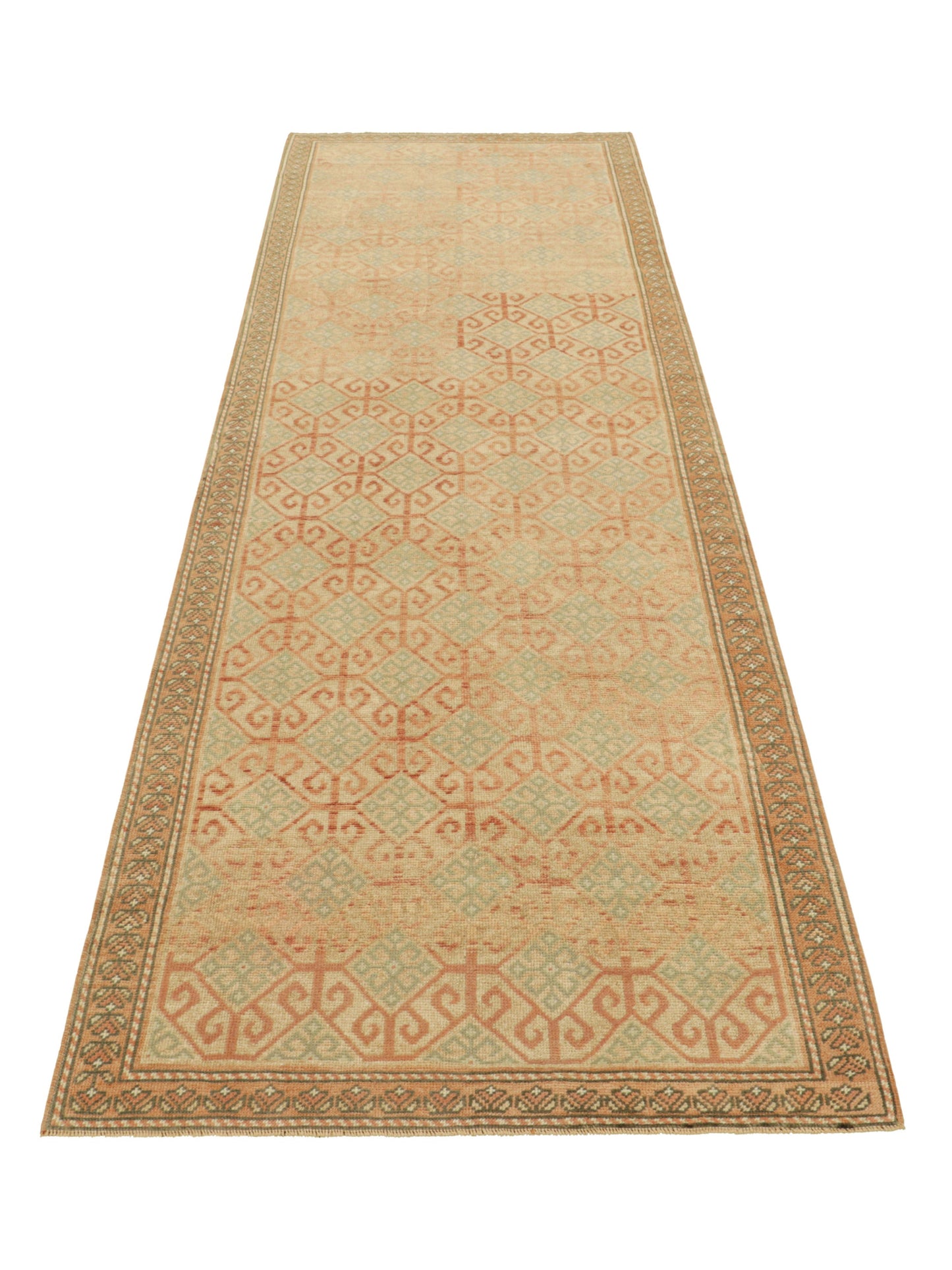 Vintage Zeki Müren Runner Rug with Polychrome Diamond Patterns from Rug & Kilim Rugs