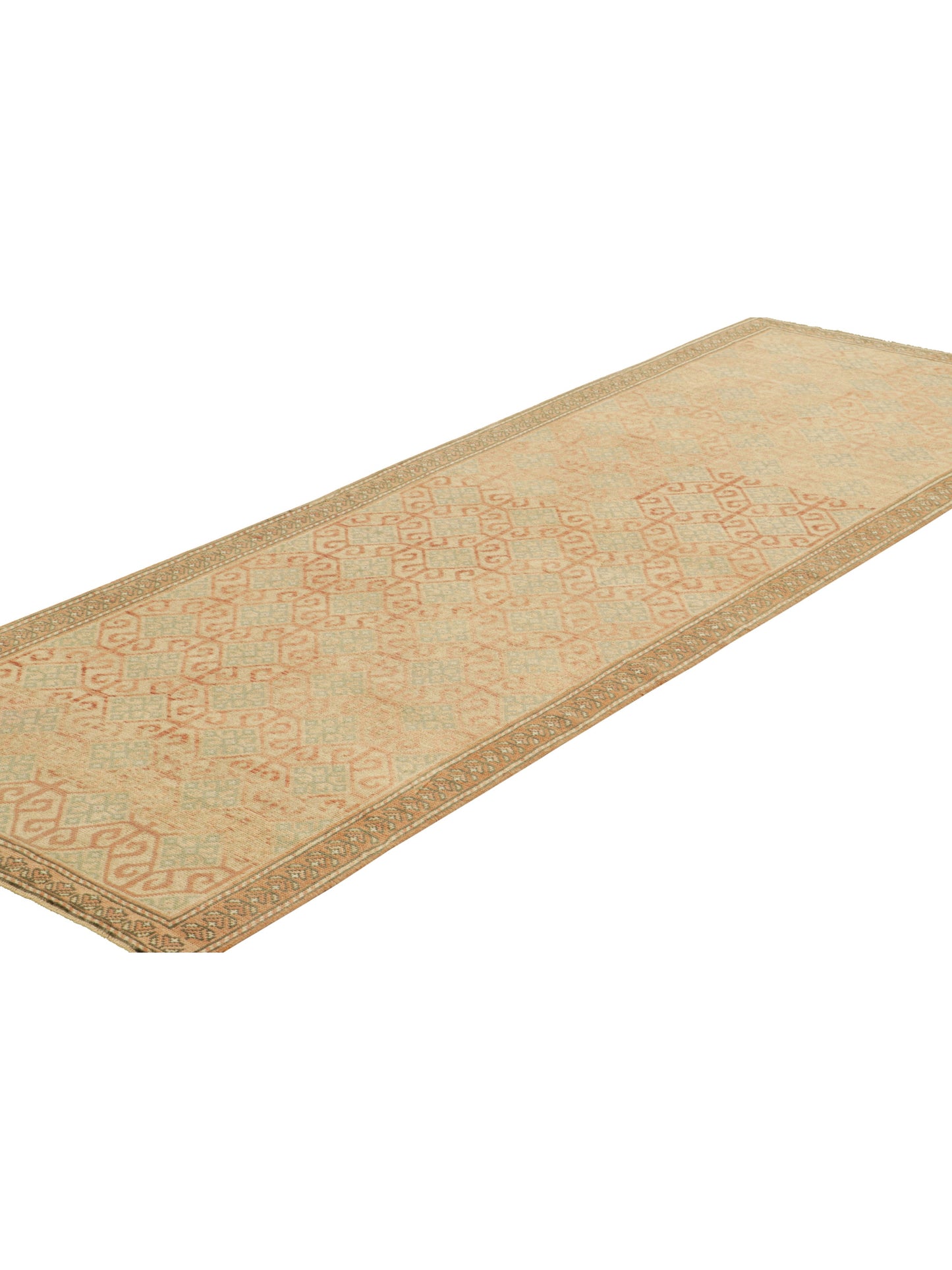 Vintage Zeki Müren Runner Rug with Polychrome Diamond Patterns from Rug & Kilim Rugs