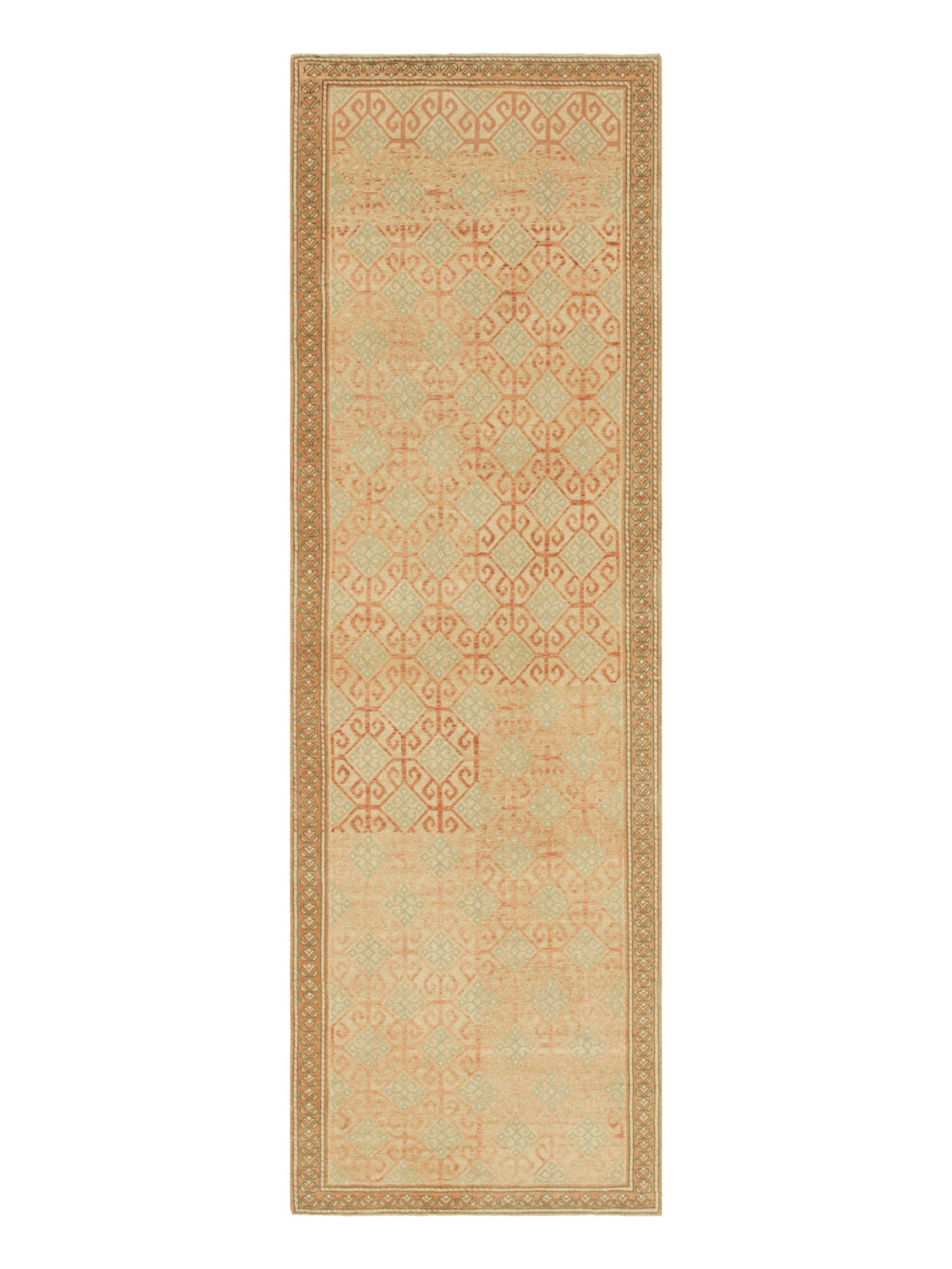 Vintage Zeki Müren Runner Rug with Polychrome Diamond Patterns from Rug & Kilim Rugs