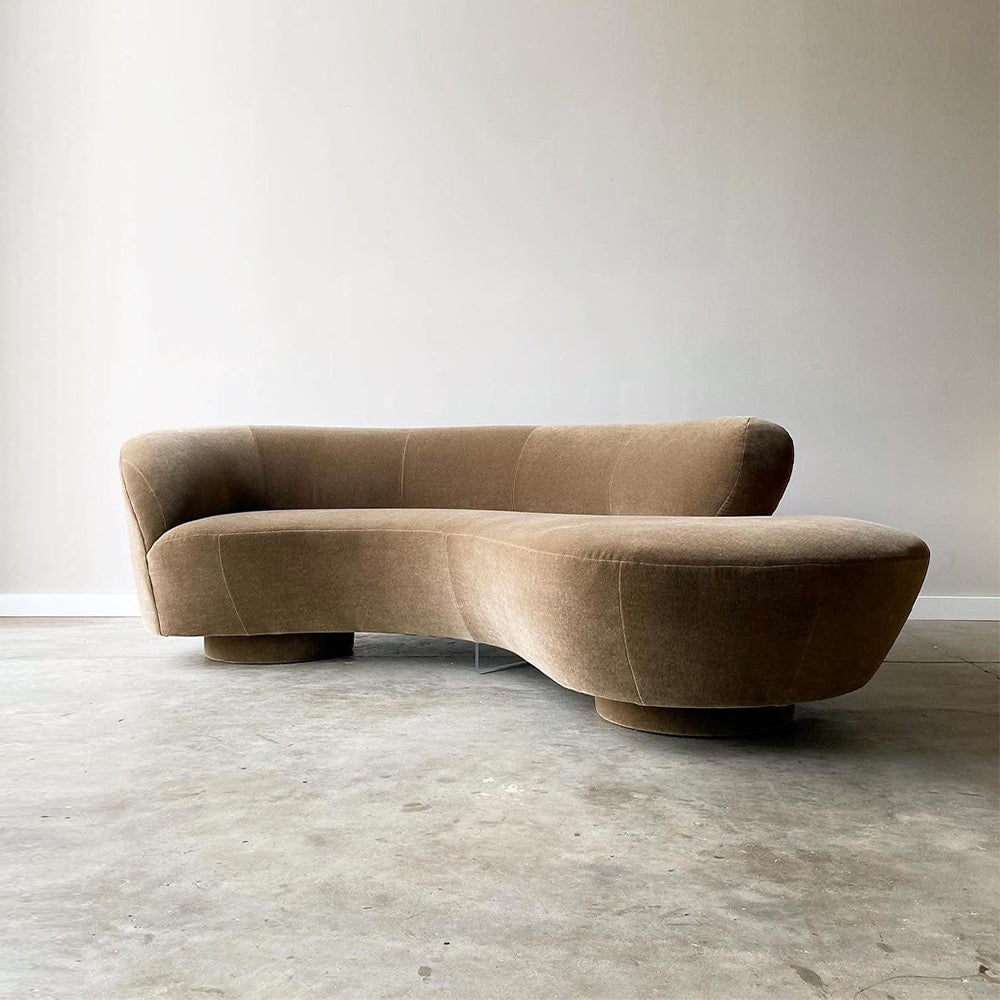 Curved Mohair Sofa (In the Manner of Vladimir Kagan)