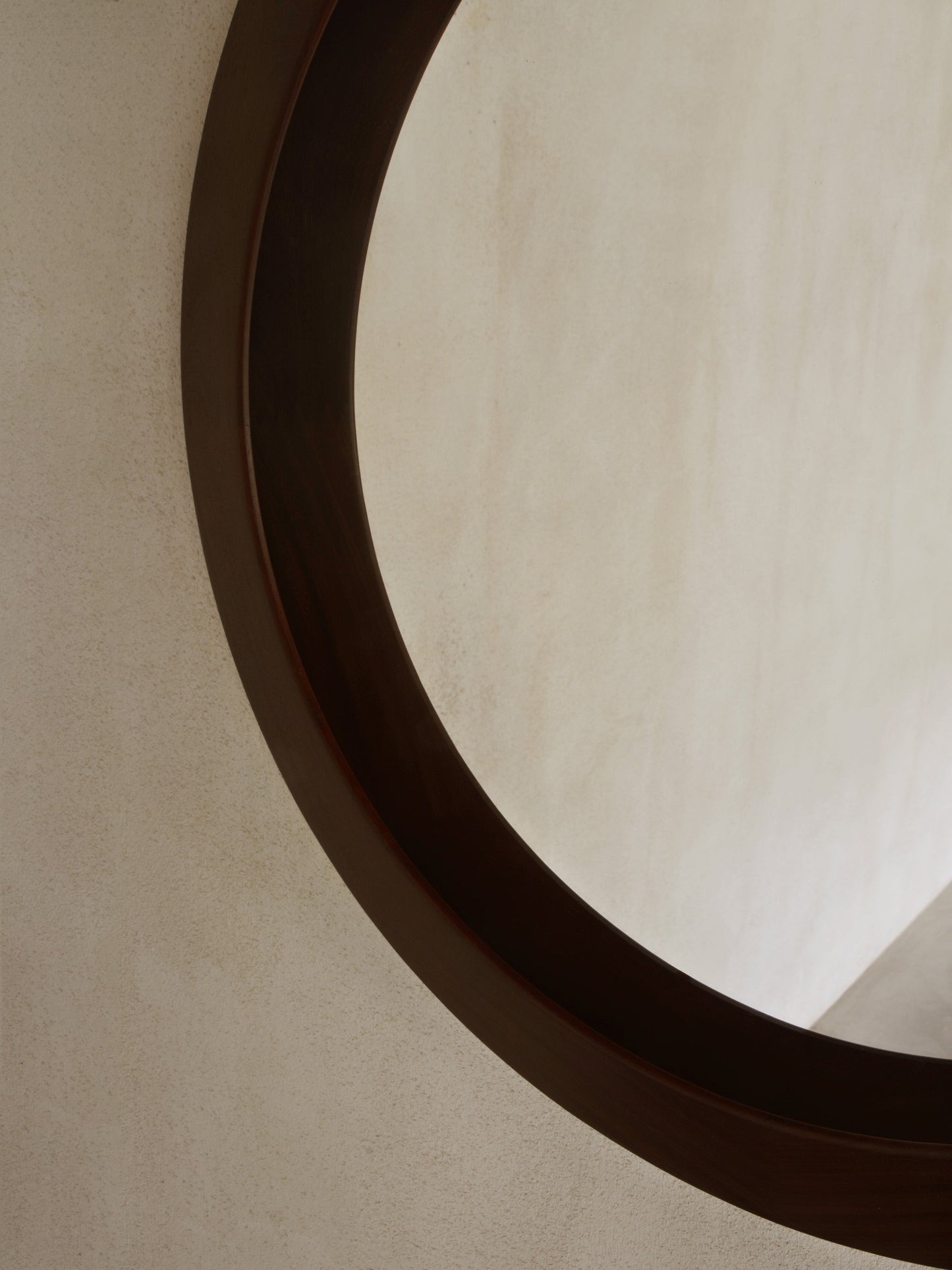 Walnut Round Wall Mirror, 1970s Mirrors