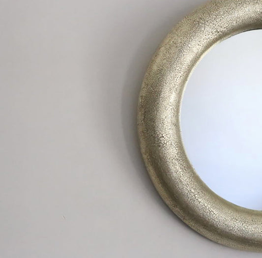 Water Gilded Round Mirror No.2, Crackle Gesso Mirrors