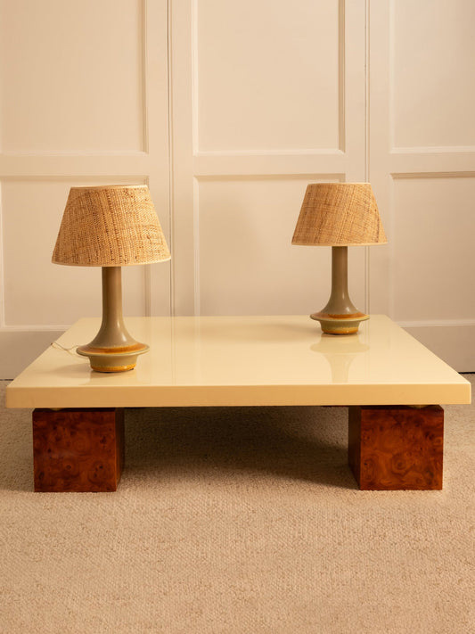 Wood & Lacquer Coffee Table, Italy 1970s Consoles