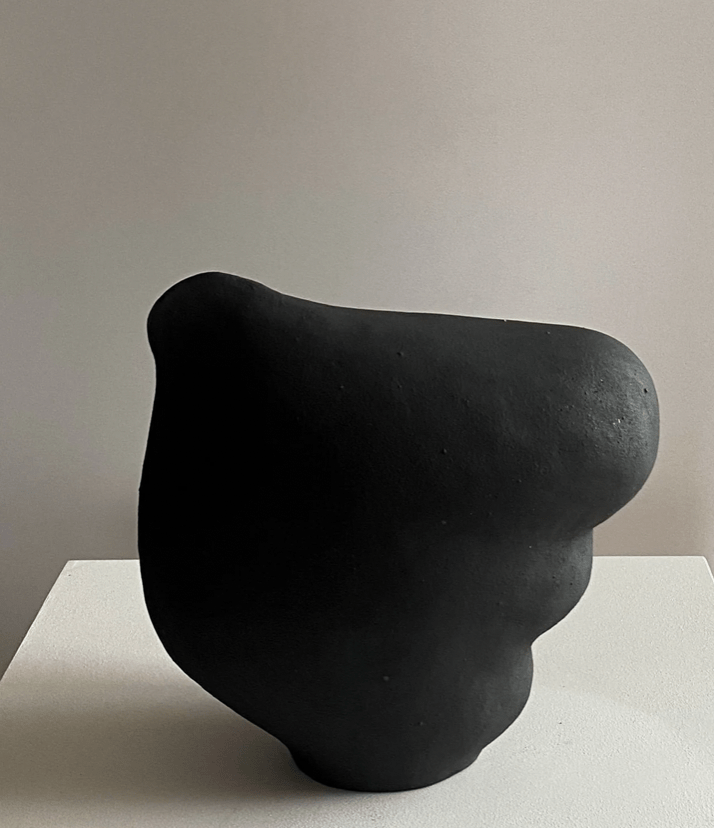 Black Abstract Ceramic Vase by Maku Ceramics