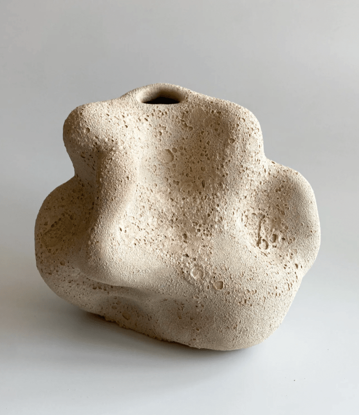Cream Textured Ceramic Vase by Maku Ceramics