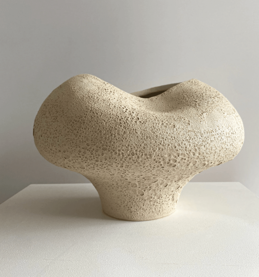 Cream Textured Vase by Maku Ceramics.