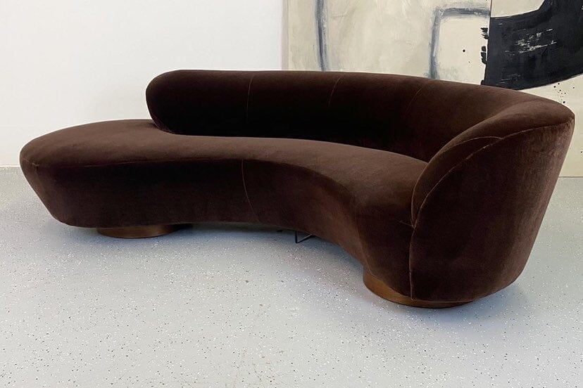 Curved Velvet Sofa (In the Manner of Vladmir Kagan) Sofas