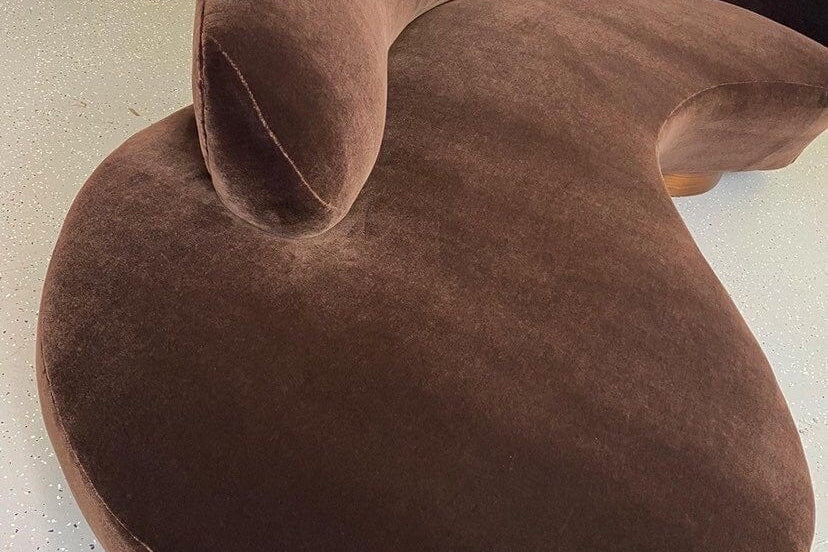 Curved Velvet Sofa (In the Manner of Vladmir Kagan) Sofas