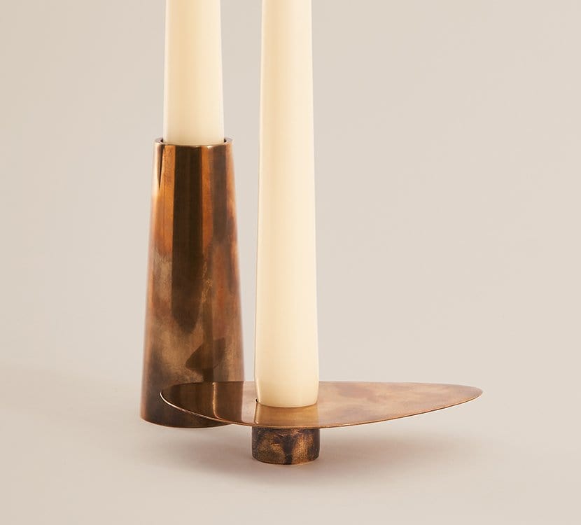 Duo Candle Holder, Brass by Knnox
